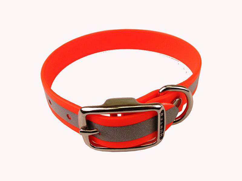 HUNTER <br> Collier réflecteur orange en biothane