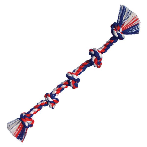 MAMMOTH Flossy Chews Premium <br> X-Large Colored 5-Knot Tug & Fetch Cotton Rope