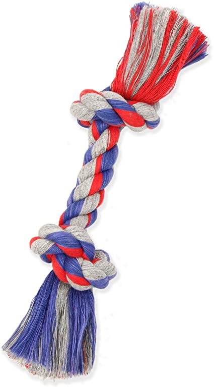 MAMMOTH Flossy Chews Premium <br> Colored 2-Knot Tug & Fetch Cotton Rope